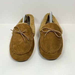 2 for $20. Dockers Tan Suede fur interior slip on mocassins slippers size 8-9.